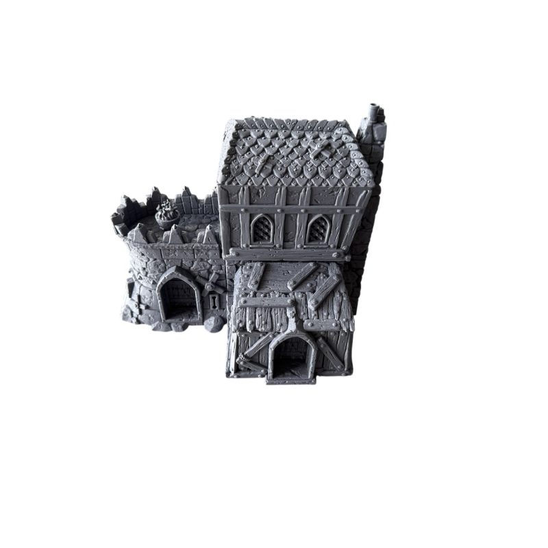 Duży Dom Gościnny z Tarasem – Szczegółowy Model Fantasy